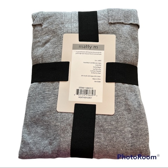 Matty M Gray Lightweight Duster Cardigan NWT Sz Large - Picture 5 of 8